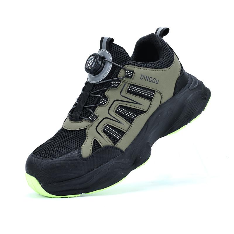 Fashion Rotating Button Safety Shoes Men Steel Toe Sneakers Labor Protection Shoes Breathable Work Shoes Anti Slip Protective Sneakers