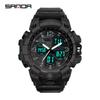 SANDA Women's Trendy LED Dual Display Waterproof Watch with Hourly Chime