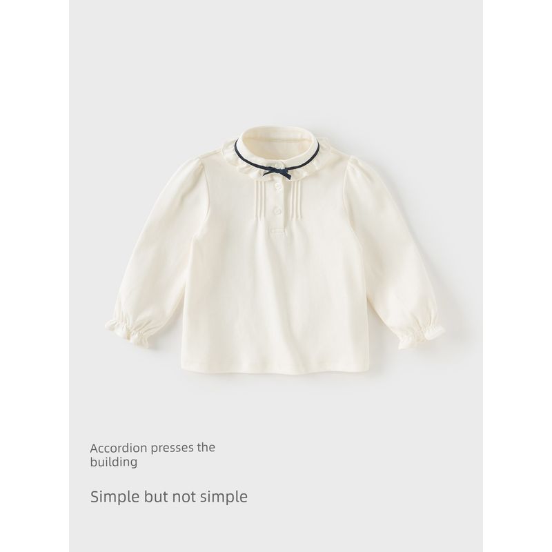 David Bella 2026 Spring Collection Girls' Long-Sleeve Shirt Baby White Academy-Style Shirt Children's Stylish Pure Cotton Top