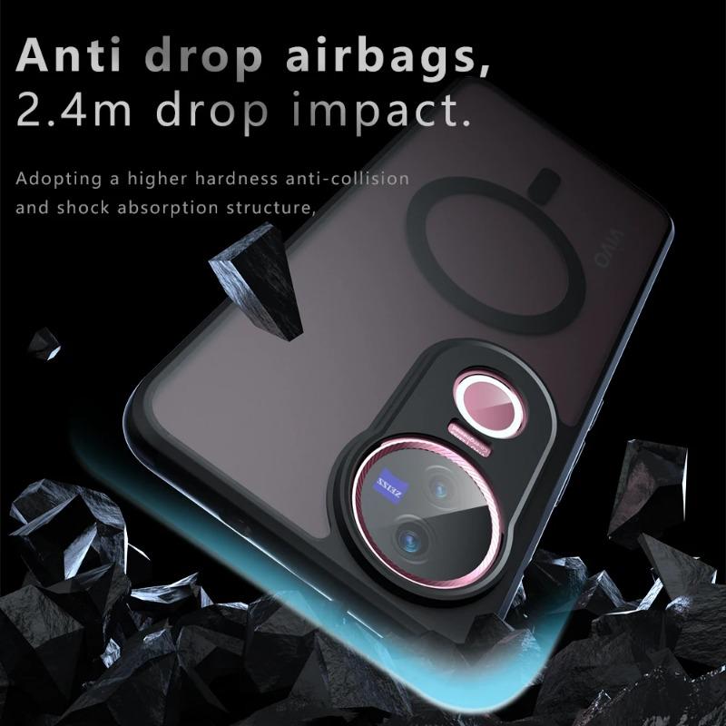 For Magsafe Magnetic Acrylic Case for Vivo V50 Lite V 50E Luxury Armor Frosted Shockproof Hard Bumper Cover for Vivo V50 Lite Y29 4G
