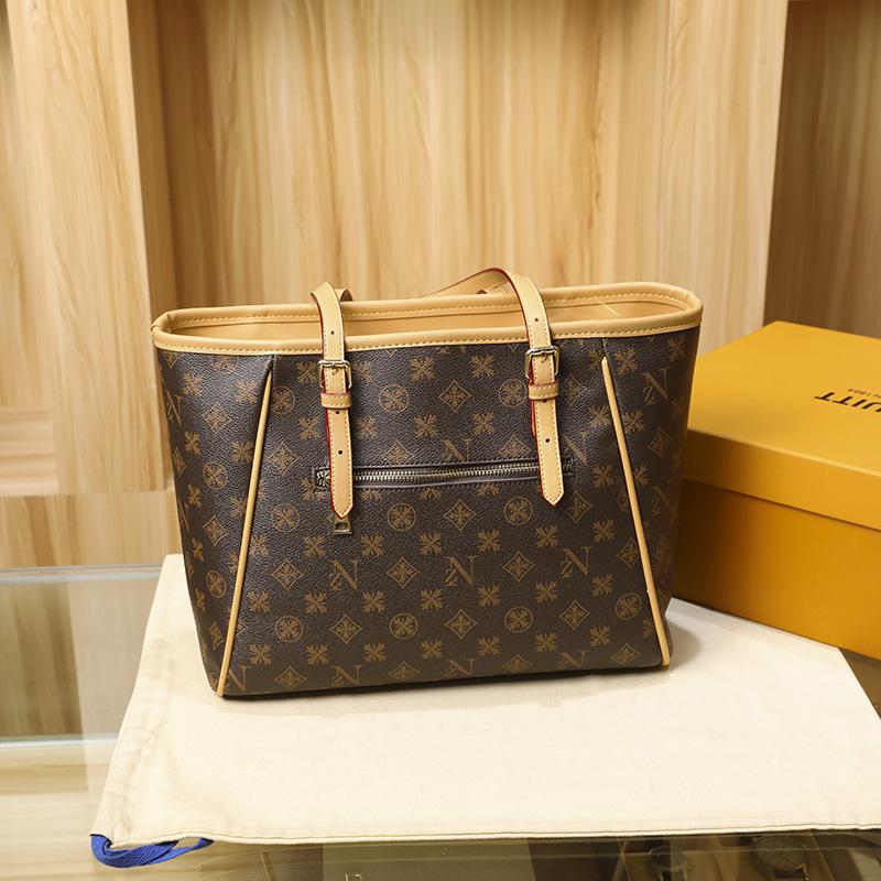 

Новая женская сумка Модная принтованная портативная сумка-тоут Нишевая большая вместимость Женская деловая сумка-мессенджер через плечо коричневый