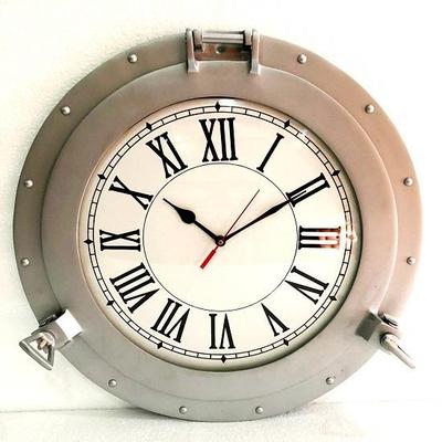 Vintage Navigation Marine Silber Schiff Bullauge Uhr 17'' Schiff Fenster Wanduhr Home Dekorativ