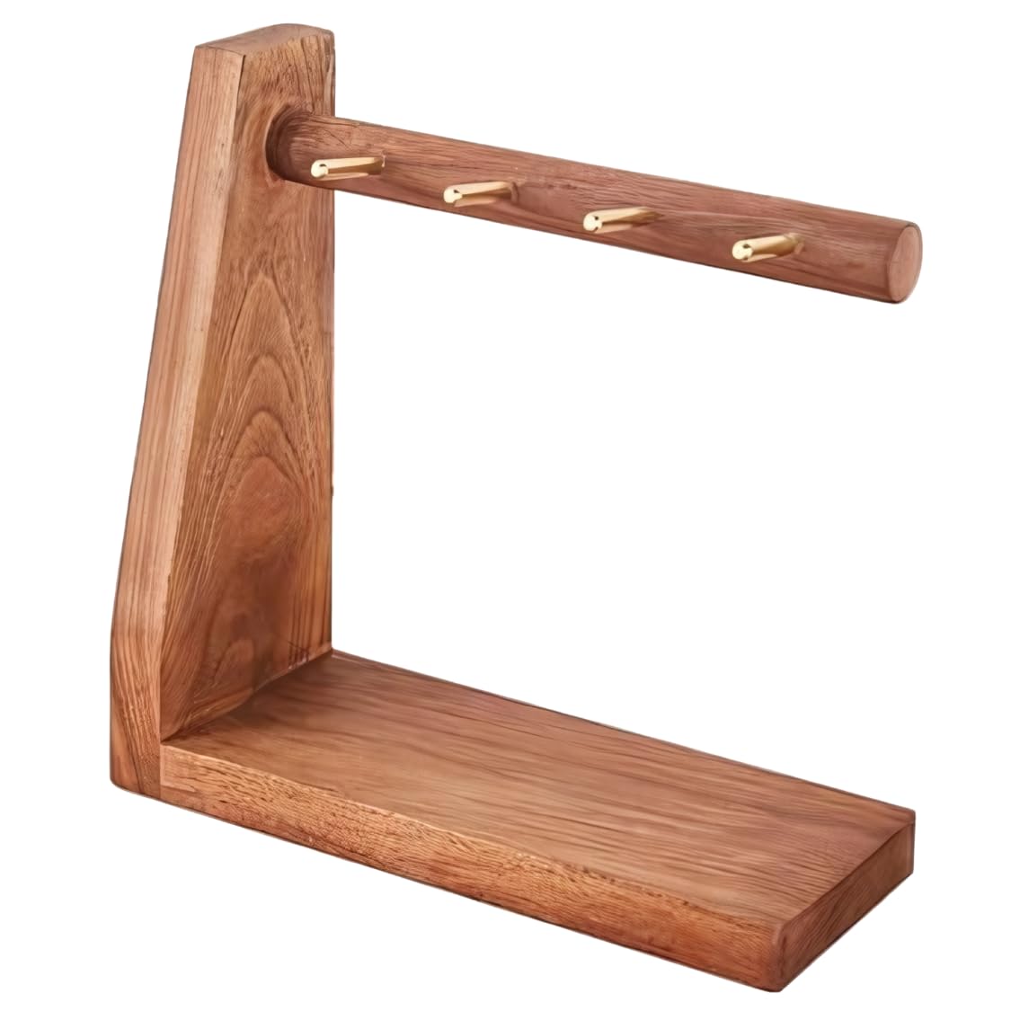 

adelphos Key Stand, Entryway, Solid Wood, Walnut Wood, and Brass, 4-Hook Key HolderAccessory Stand, KEY1 (1 piece)