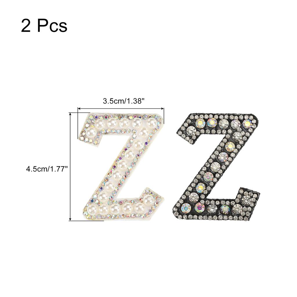 2pcs Iron On Patch Decorative Glitter Pearl Applique Rhinestone English Letter for Clothes Applique DIY Handmade Bag Hat Jeans