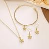 Elegant stjernesmykkesett: Europeisk og amerikansk stil halskjede, øredobber, armbånd - 3 deler