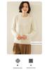 Women's Textured Cashmere Crew Neck Long-Sleeve Pullover Top for Autumn/Winter