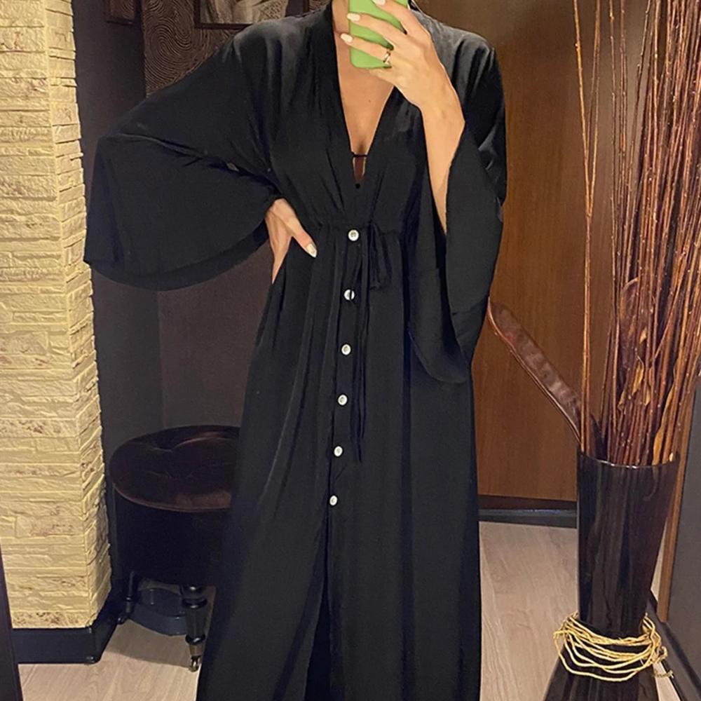 

New Sexy Beach Long Maxi Dress Women Beach Cover Up Tunic Pareo White V Neck Dress Robe Swimwear Cover Up Bikini Beachwear V2623 One Size