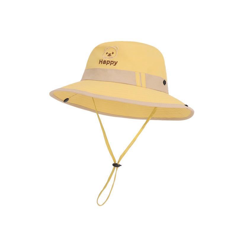 

Cartoon Bear Kids Fisherman Hat With Sun Protection For Summer Outdoor Play жовтий