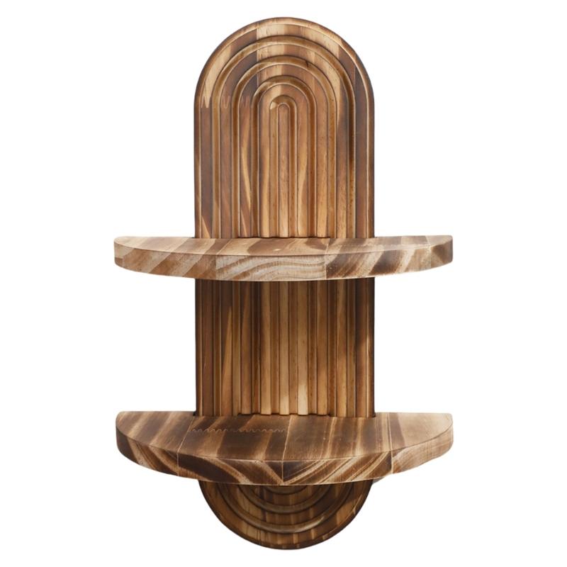 Wood Arched Wall Shelf Oval Shape Hanging Shelf Wall Mount Book Plant Display Rack for Living Room Bedroom Decors