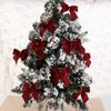 10Pcs/set Cloth Christmas Plaid Bow Various Style Cute Xmas Tree Pendant Soft Plaid Bow Christmas Garland Accessories Christmas