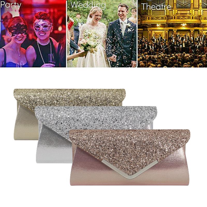 Cheap Women Glitter Shimmer Clutch Bag Glamour Ladies Wedding Party