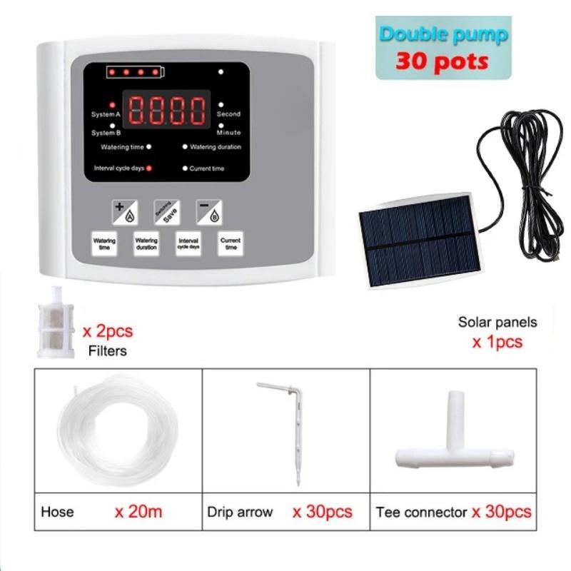 Double Pump Automatic Watering Device Controller Timer System Solar Energy Intelligent Garden Drip Irrigation Device