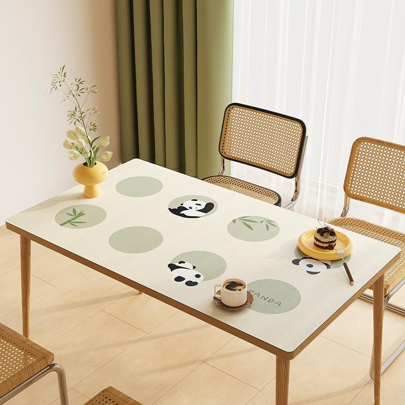 Panda Cartoon Tablecloth Pvc Waterproof, Oil-Proof And Anti-Scalding Leave-In Table Mat Leather Tablecloth Dining Table Mat Coffee Table Mat
