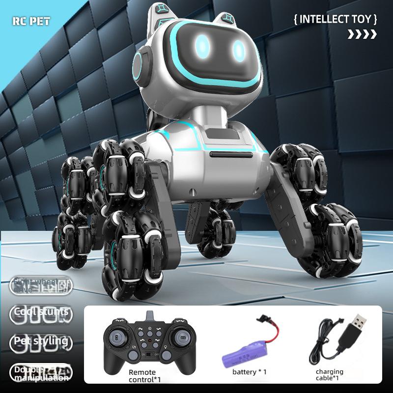Children's Remote Control Eight-Wheel Stunt Robot Dog Gesture Sensing Electric Light Music Educational Robot Remote Control Car