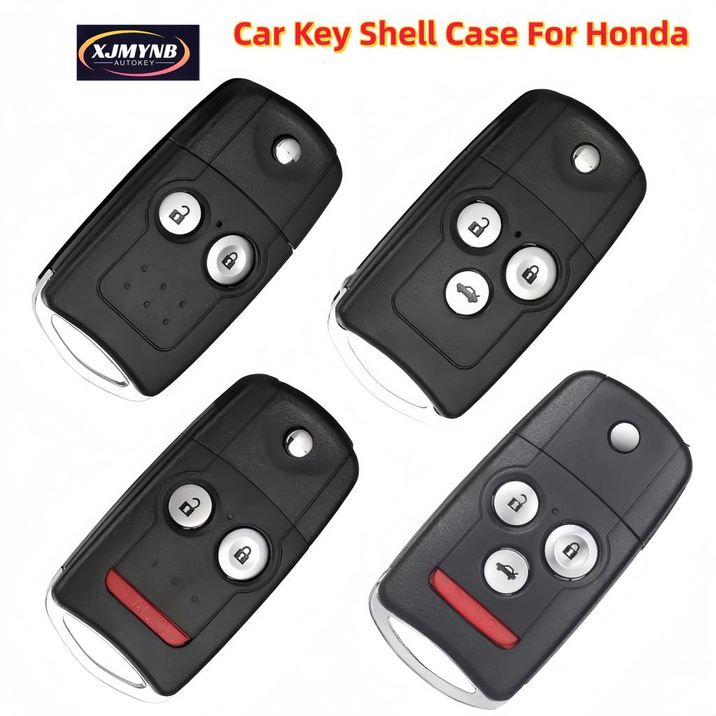 Xjmynb For Honda Acura Civic Dio Accord Jazz Odyssey Crv Hrv 2/3/4 Buttons Replacement Flip Remote Car Key Shell Case Housing