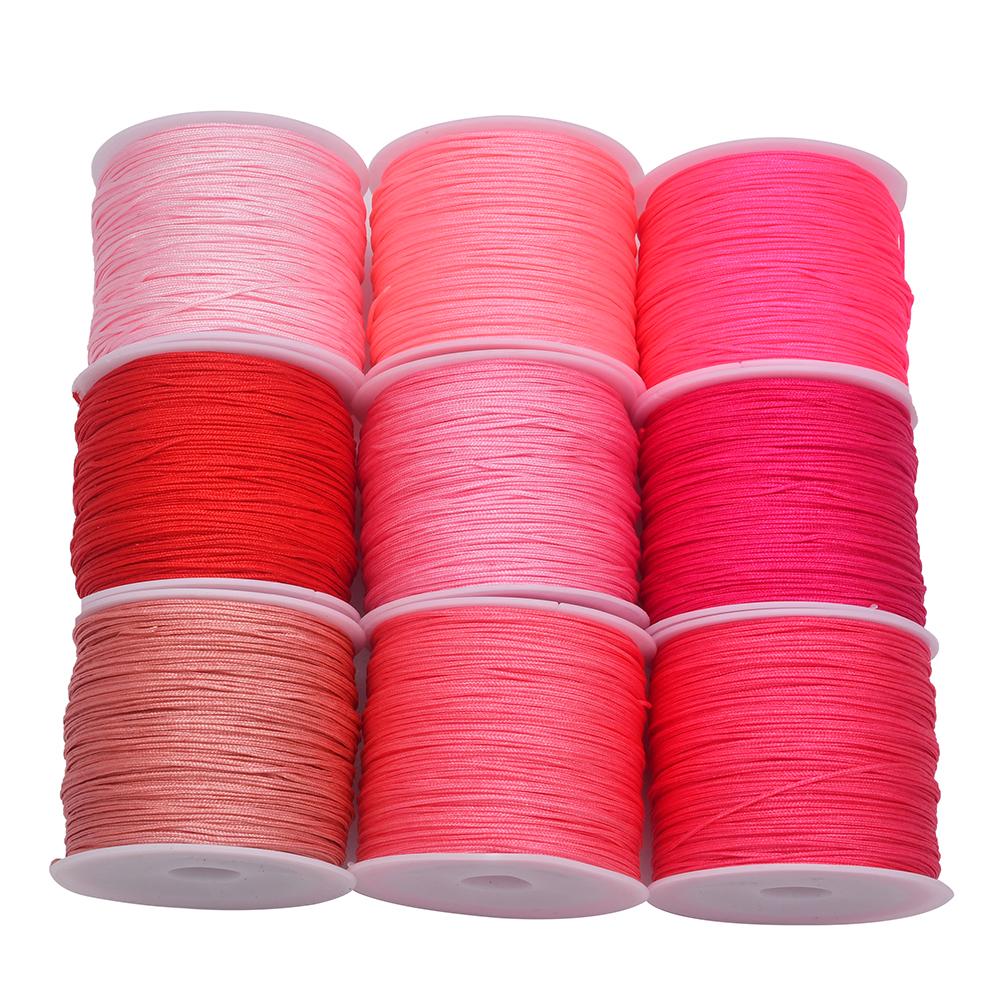 50Yds 0.8mm Crafts Nylon Cord For Jewelry Making Beading Braided Nylon Satin String for Bracelets Rattail Trim Chinese Knot