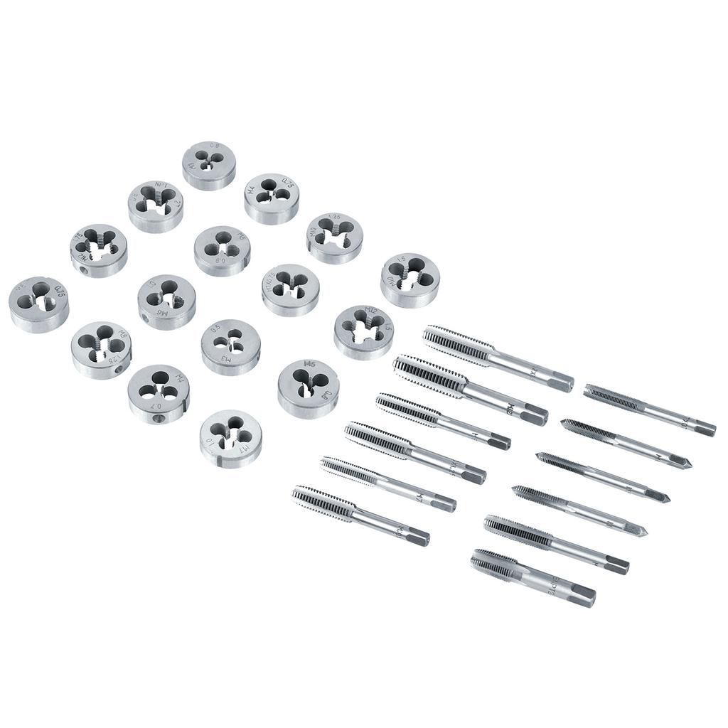 Ensemble de 40 tarauds et filières M3 avec clés et jauge de filetage, outils manuels robustes