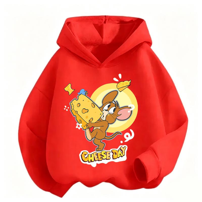 2026 Autumn Boys Girls Hoodies Cartoon Print Children's Tom Jerry Autumn Winter Long Sleeve Sweatshirt Cute Girls Hoodies