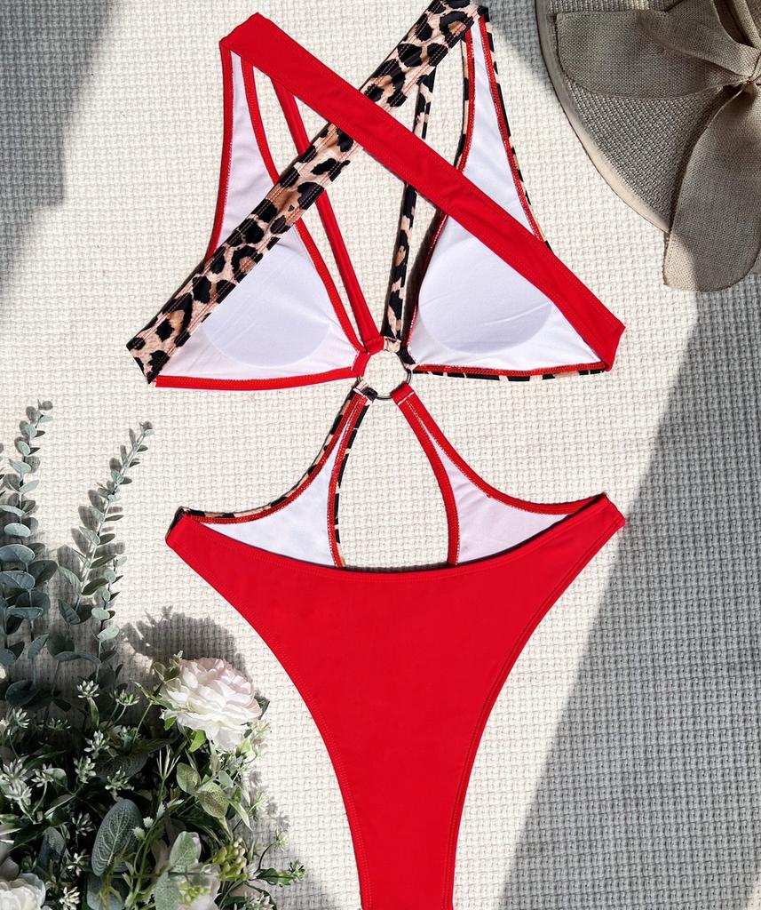 Dámské plavky Jednobarevné prošívání Sexy křížové duté jednodílné plavky Bikiny Plážové oblečení Plavky