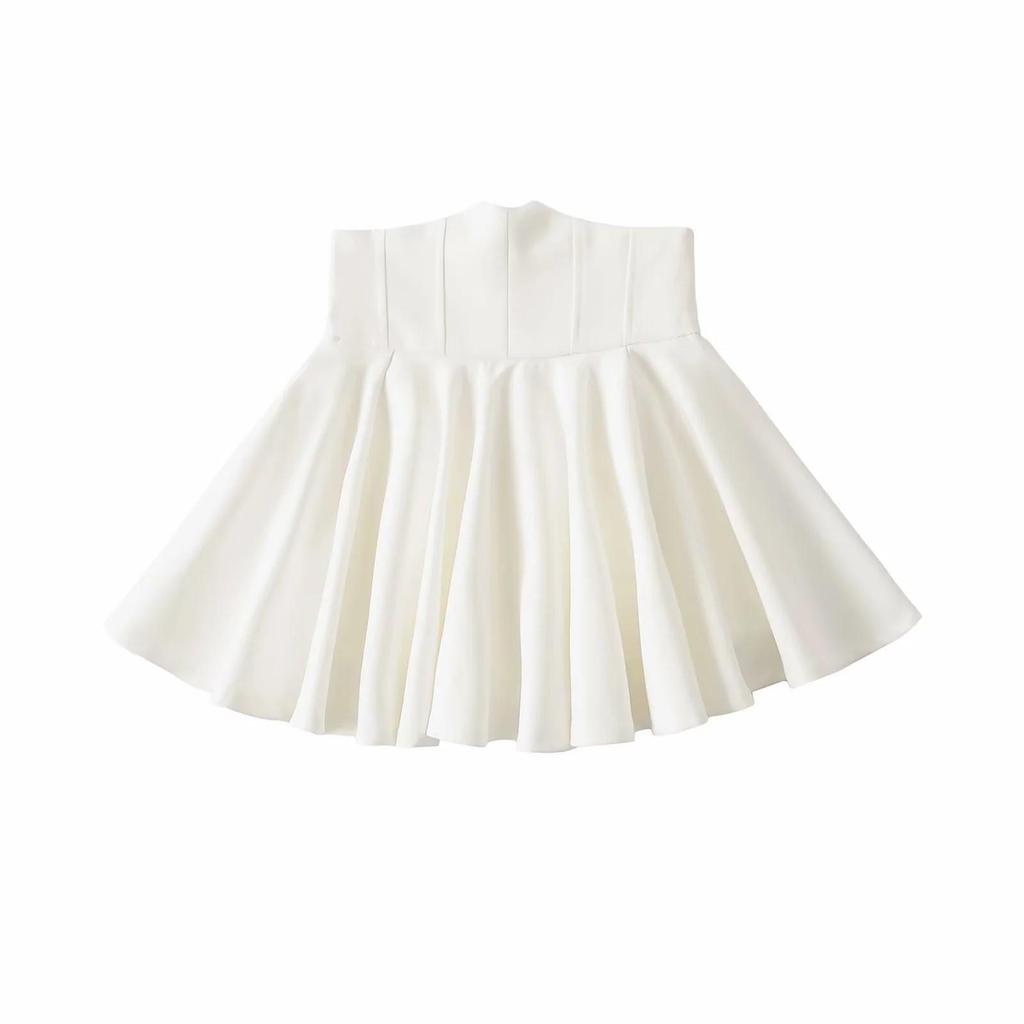 2025 European & American Style High-Waist A-Line Pleated Puffy Skirt for Women