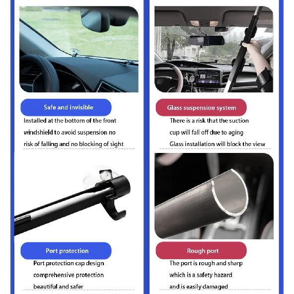 SEAMETAL Telescopic Car Sun Shade Hidden Windshield Sun Protection Cover UV-Blocking Privacy Curtains 72-140cm Adjustable Width