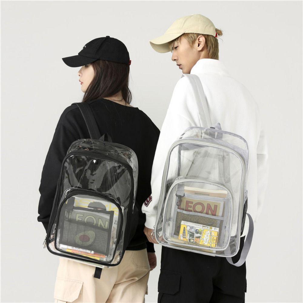 PVC Students School Bag Waterproof Clear Shoulder Bag Casual Transparent Backpack  Outdoor