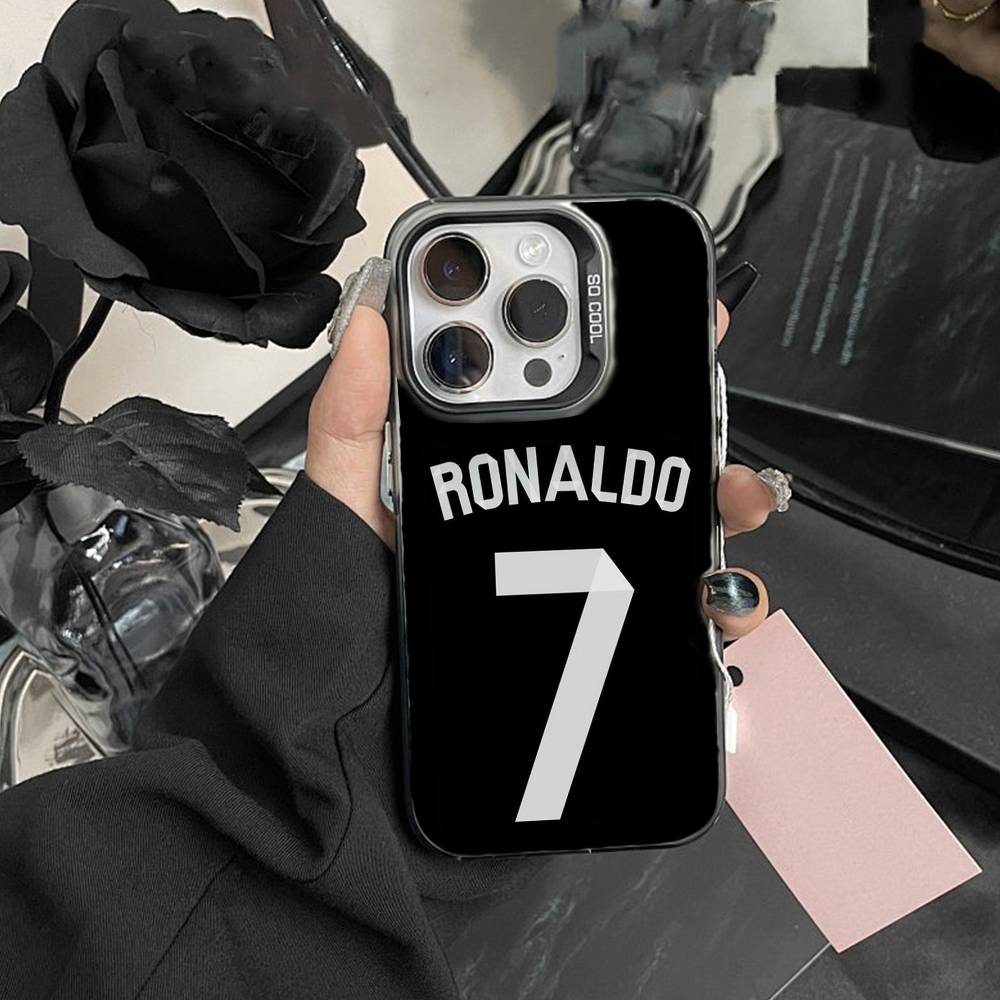 Custodia per telefono Player R-Ronaldo C-CR7 Per iPhone 17,16,15,14,13,12,Pro MAX Nera Opaca Cover Antiurto