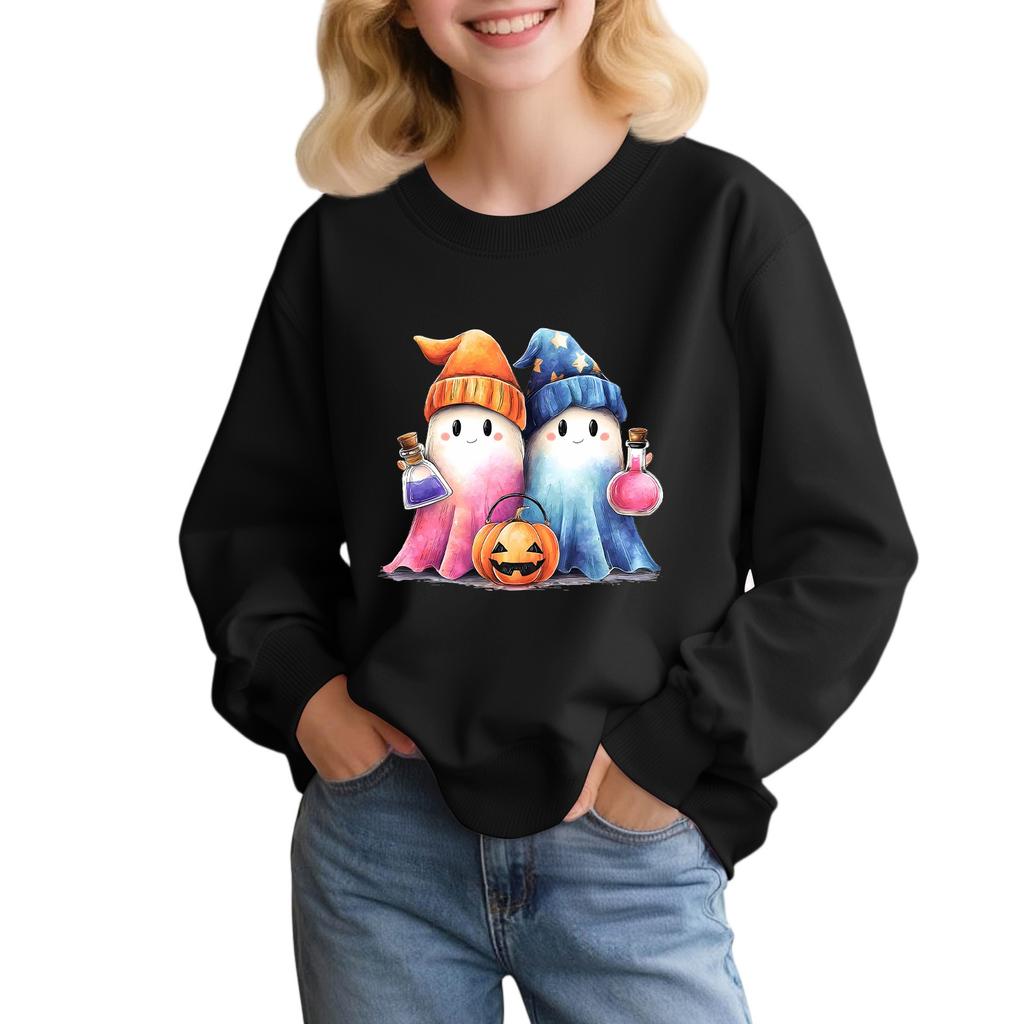 Children's Fashion Loose-fitting Casual Halloween Long-sleeved Printed Round Neck Sweatshirt