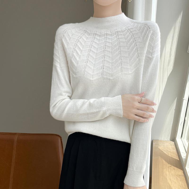 Jesień/Zima Nowy Styl Sweter Pulower z Półgolfem Długim Rękawem Dzianinowy Damski Top