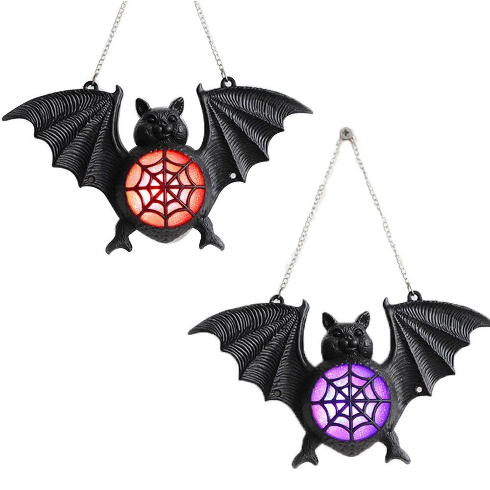 Atmosphere Prop Horror Props Halloween Festival Bat LED Light Hanging Decoration Colorful Lamp