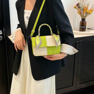 2025 New Fashion High-end Messenger Bag Contrasting Color Retro Texture Bag Women's Personality Commuting Leisure Small Square Bag