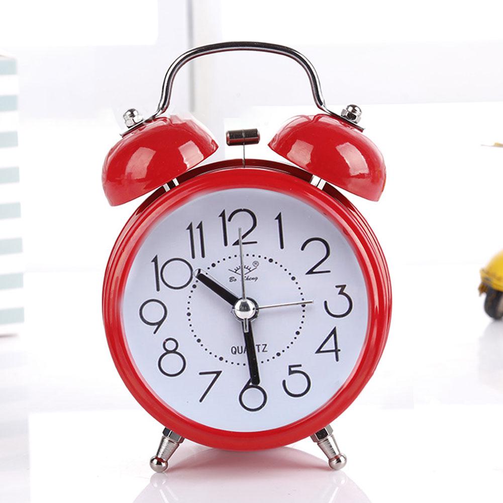 

3 Inches Mini Alarm Clock Quartz Movement Bedside Noctilucence Clock bright red#0