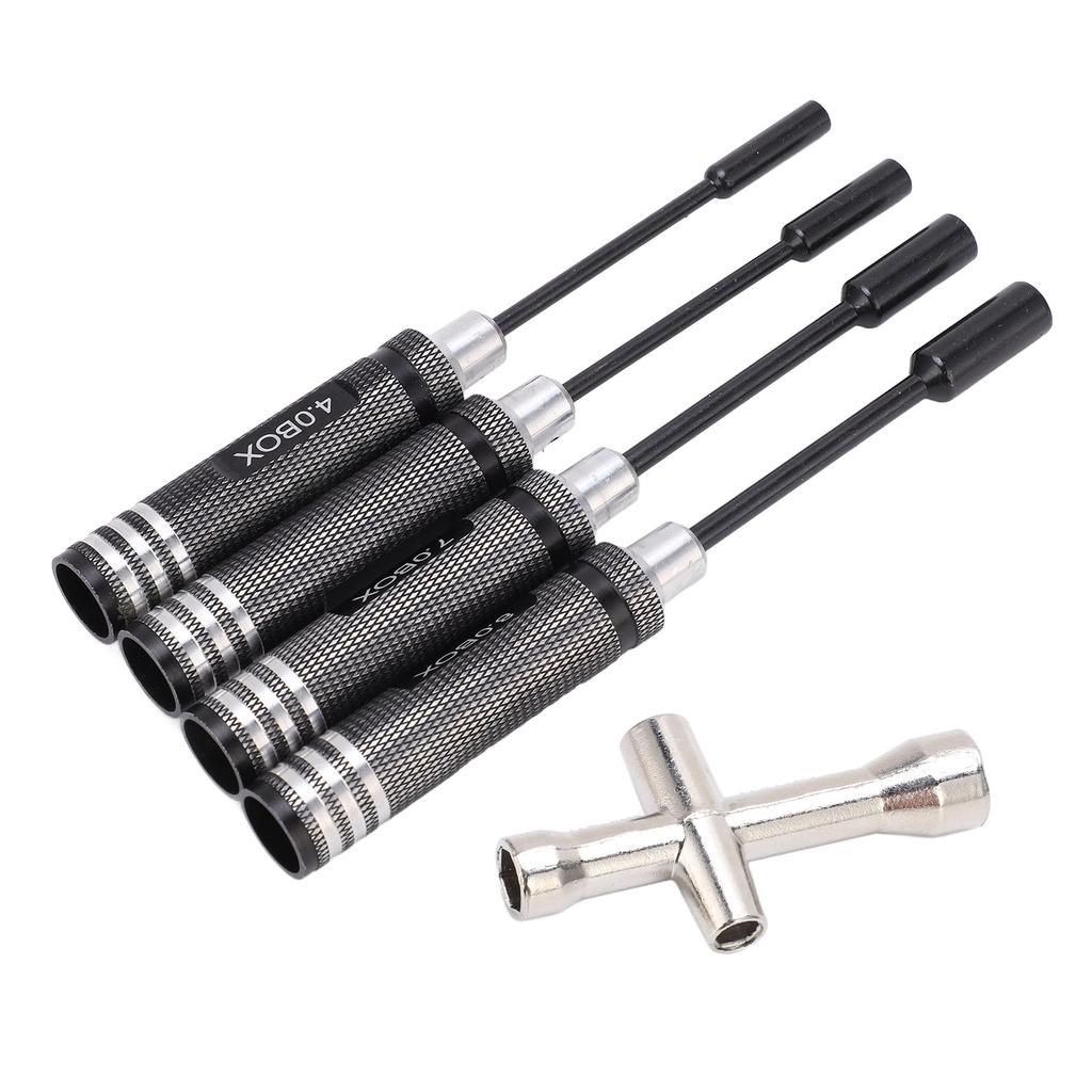 Sekskantmutterdriverhylsesett Fastnøkkelboks Skrutrekkerhylse 4,0 mm 5,5 mm 7,0 mm 8,0 mm med krysshylse