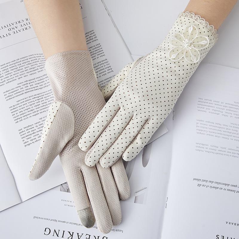 Women’s Summer Lace UV Protection Gloves, Short Touchscreen Anti-Slip Breathable Gloves for Driving Cycling