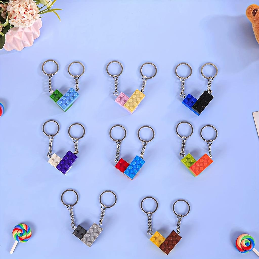 12pcs Building Block Keychains, Fun & Novelty Key Rings, for Bags, Backpacks, and Car, with Party Favors and Gifts