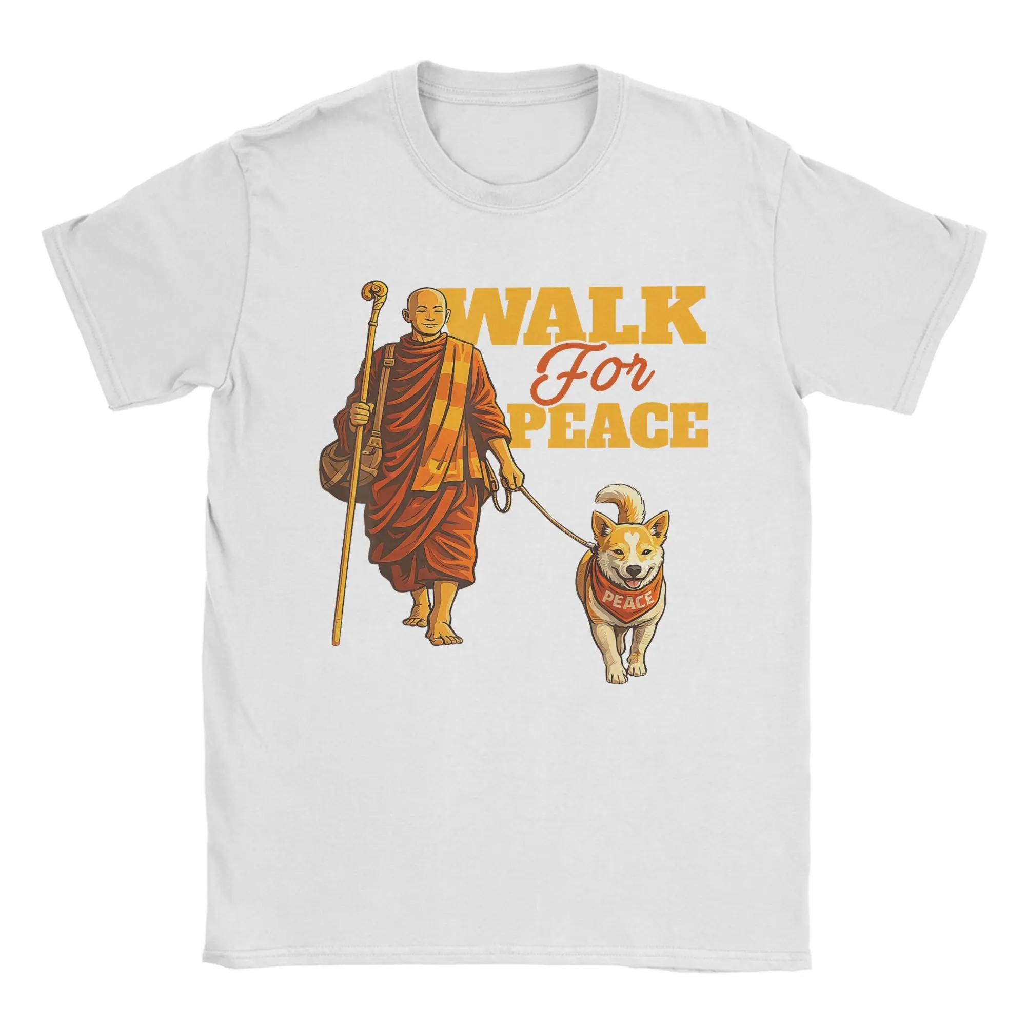 

T Shirt Summer Peace Walking Monks and Aloka Dog Walk for Peace Hipster T-Shirts for Men Retro Short Sleeve Clothing 3XL