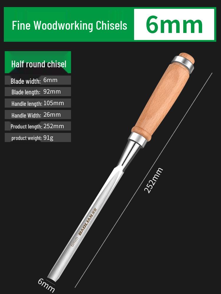 Carpenter's Woodworking Chisel Set with Wooden Handle - Flat, Shovel, Knife, Carving, Grooving, and Planing Tools