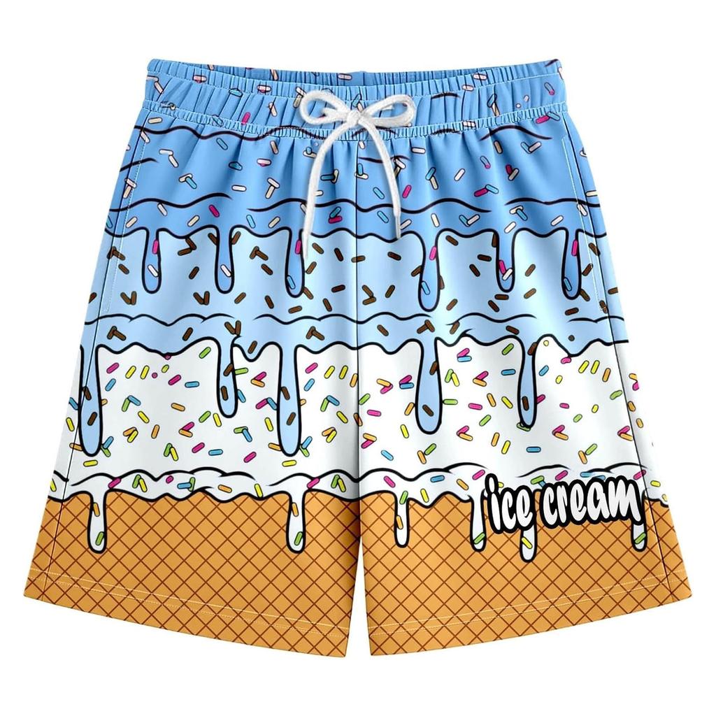 Children's Casual Floral Ice Cream Printed Shorts Drawstring Beach Pants