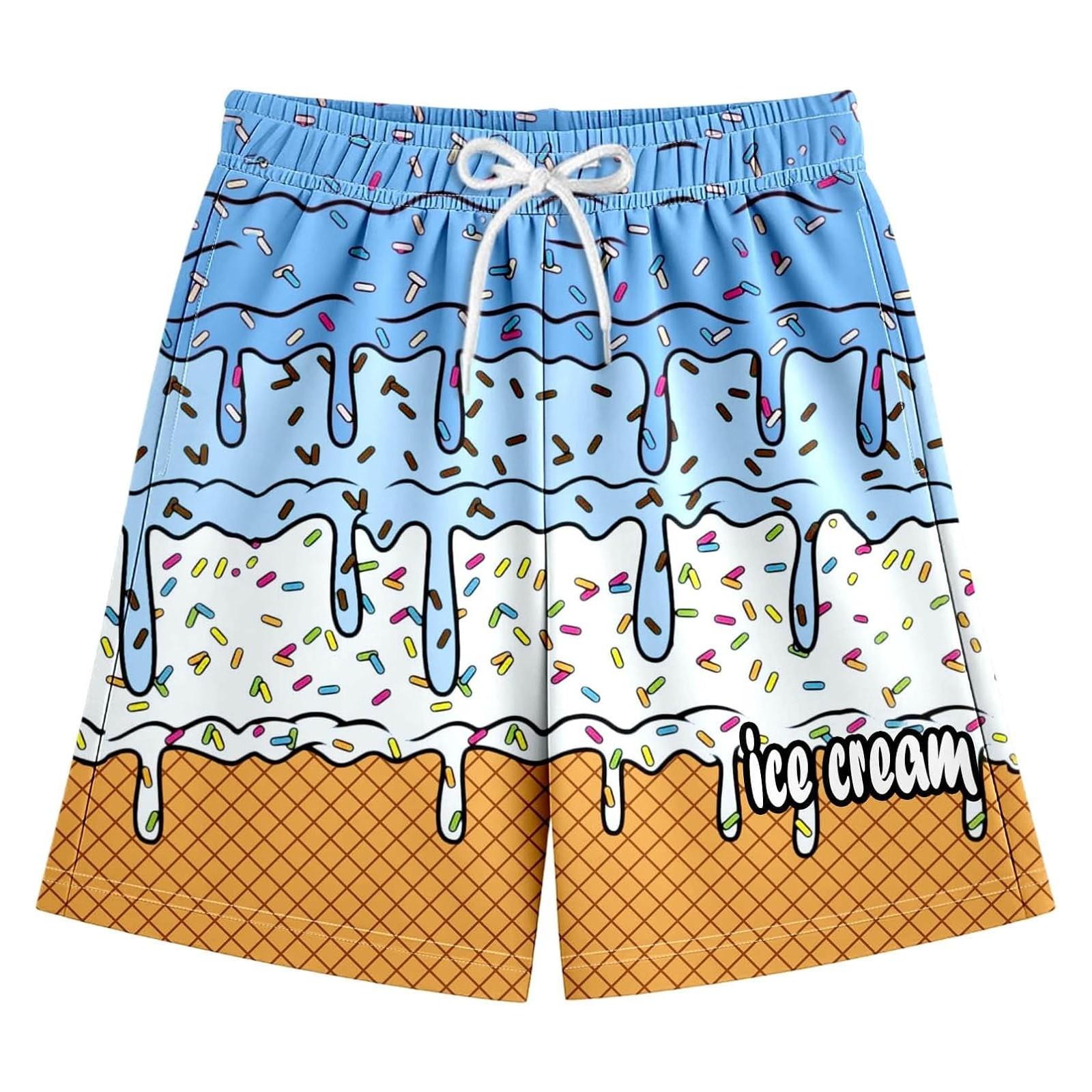 

Повседневные шорты для взрослых с цветочным принтом и мороженым, на кулиске, пляжные штаны L