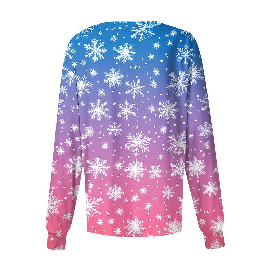 Dame fritidsjakke med langermet enkelt-breasted juletrykt beskyttelsesklær cardigan topp