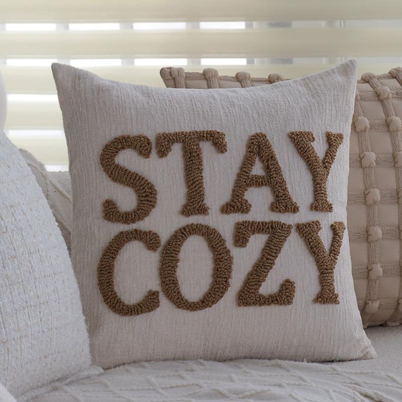 Retro Brown Pillows, Living Room Sofa, Light Luxury and High-end Letter Pillow, Bedroom Balcony Bay Window Backrest