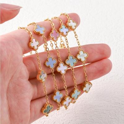 9mm Mini Four-Leaf Clover Mother-of-Pearl Bracelet Luxurious and High-End Women's Bracelet Colorfast