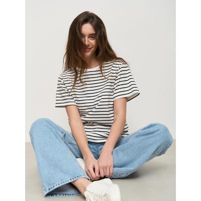 Wolfeel Summer Short Sleeve Striped T-Shirts Women Knitted Basic Casual Tops Female Cozy Loose Cotton Tees