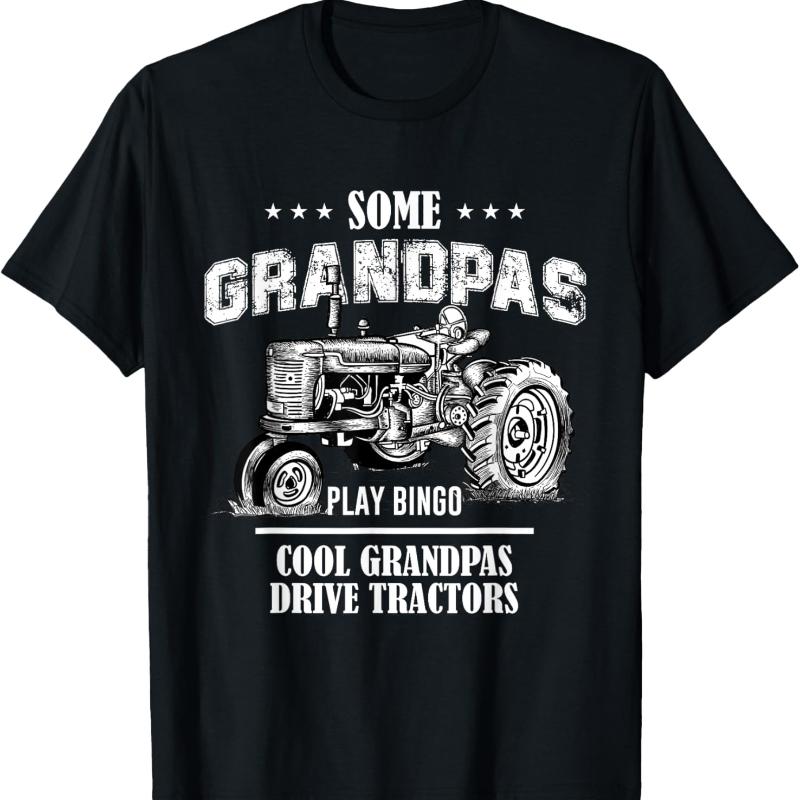 Some Grandpas Popular Play Bingo Cool Drive Vintage Tractors Gift Printed Tshirt Tops Commuter Allmatch Regular Short Sleeve