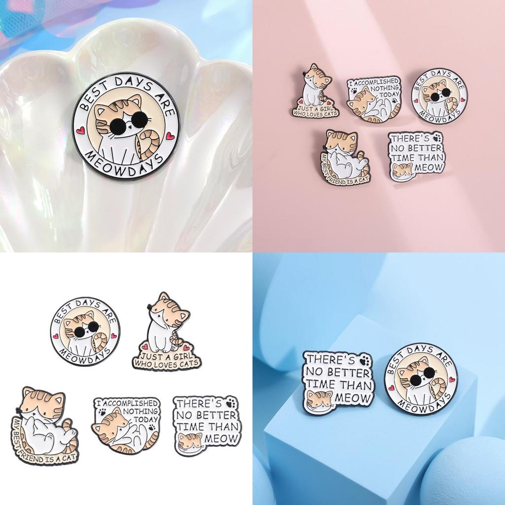 Adorable Cartoon Cat Themed Metal Brooches For Fun Fashionable Accessories For Everyone