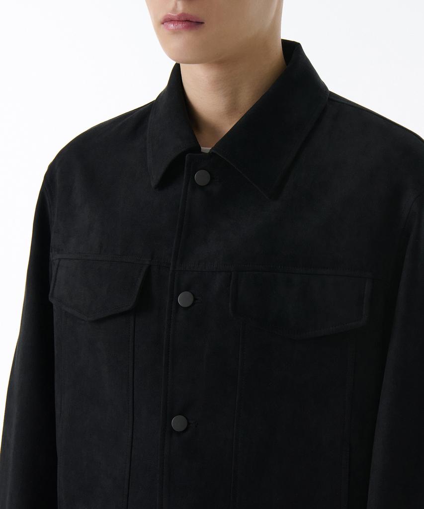 Musinsa Standard Synthetic Suede Minimal Trucker Jacket [Black]