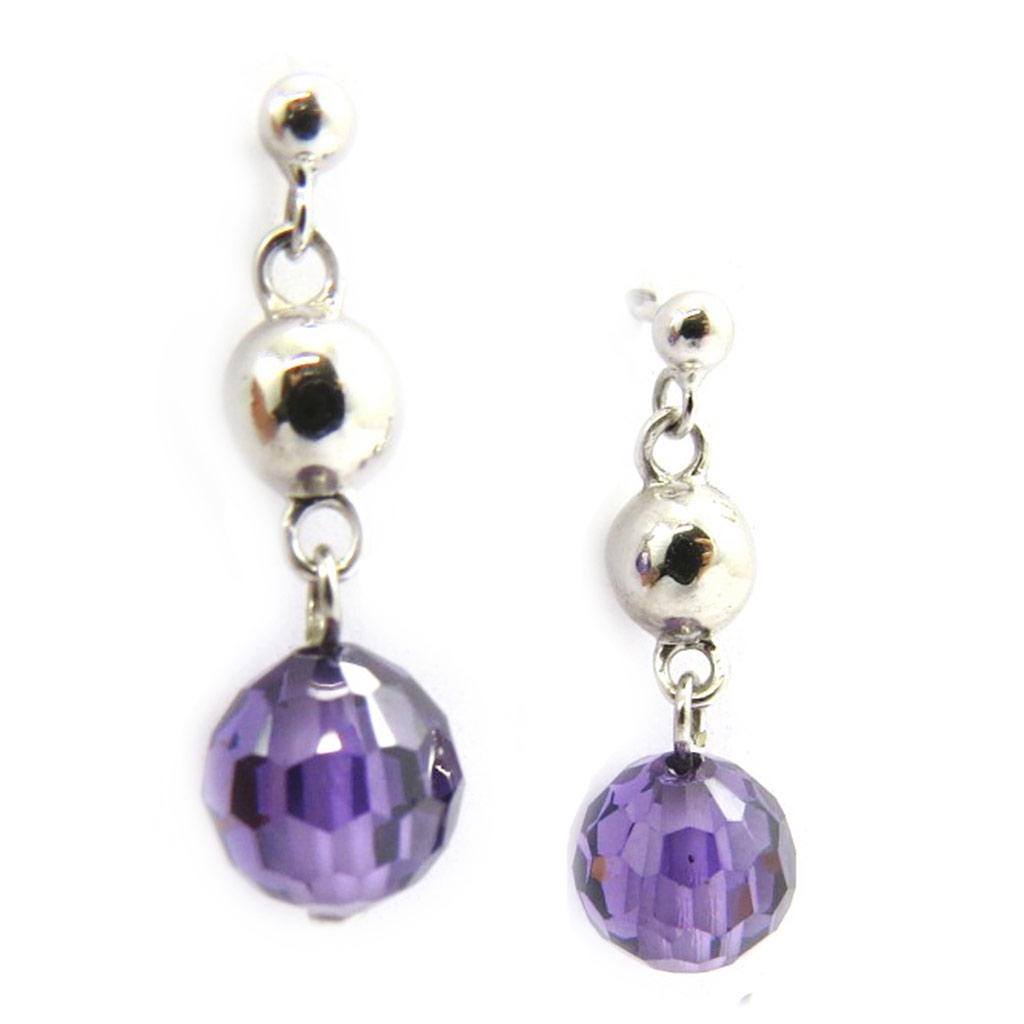 Les Trésors De Lily [G9018] - Amethyst 'Linda' Silver Earrings