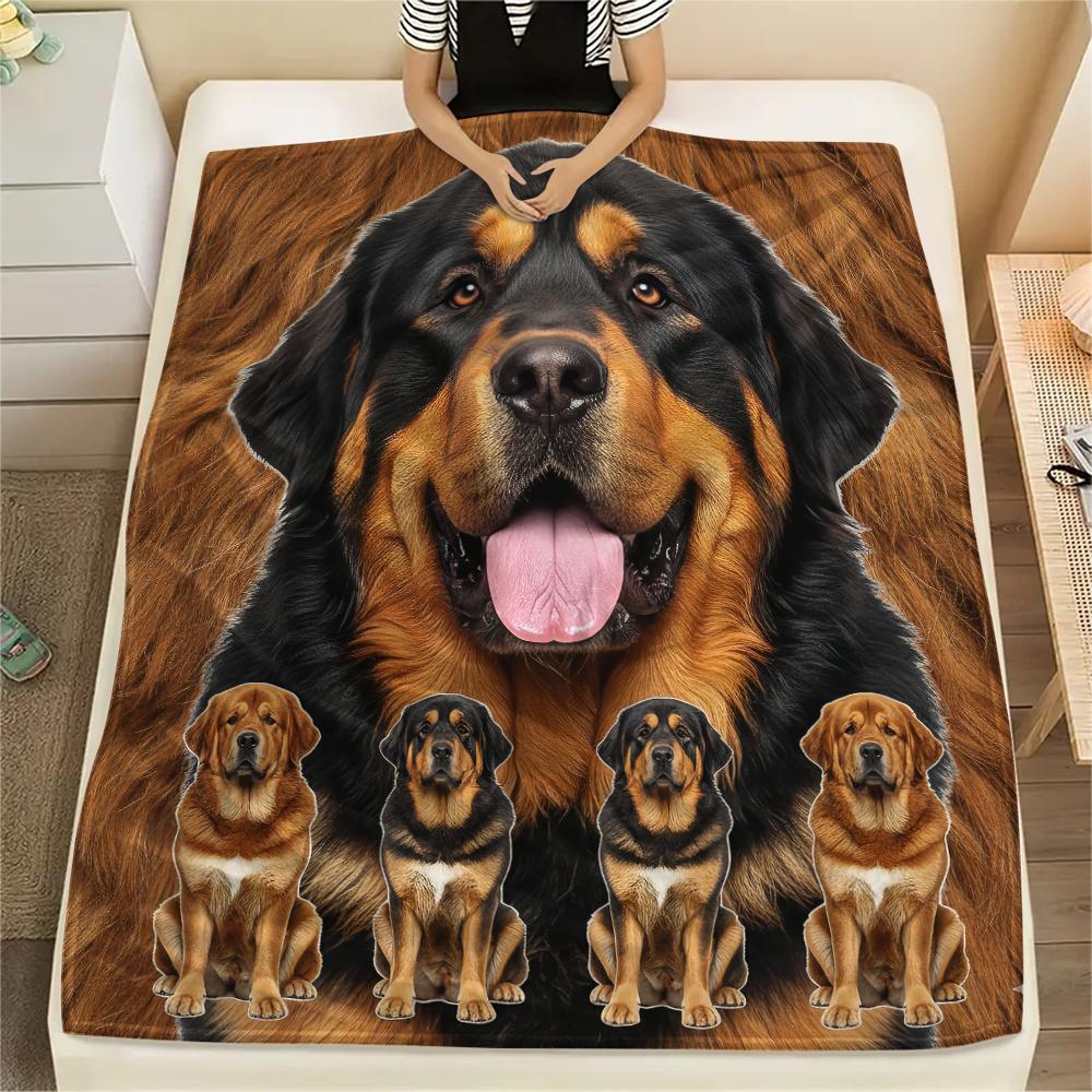 1Pc Tibetan Mastiff Dalmatian Print Flannel Blanket, High quality Comfortable for All Seasons, Home Decor, Warmth and Comfort, Perfect for Gifts