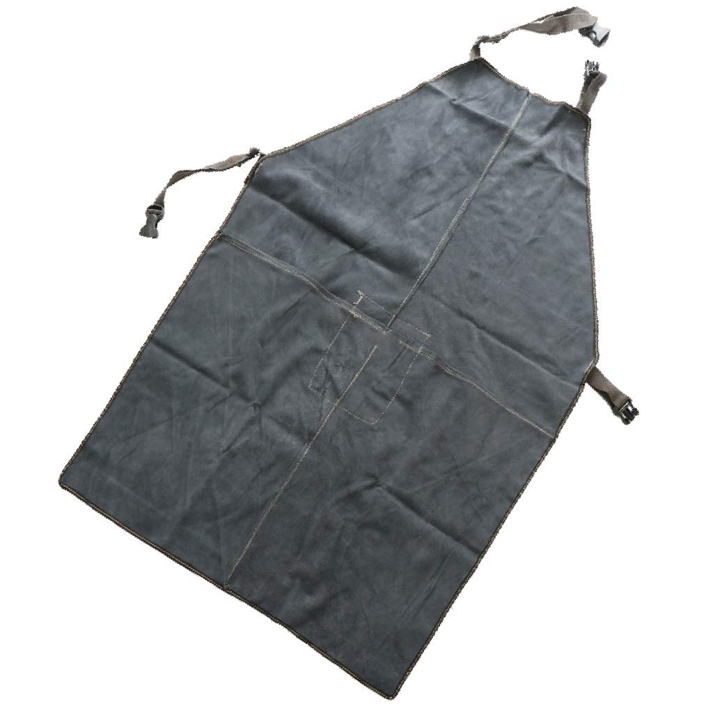 yotijar Welding Apron, Welding Suit, Work Clothes, Artificial Cowhide Leather Protection - Dark Blue 90x60cm