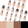 24pcs  Leopard Print Wear Armor Three-dimensional Point Diamond Bow Nail Art Fake Nail Nails